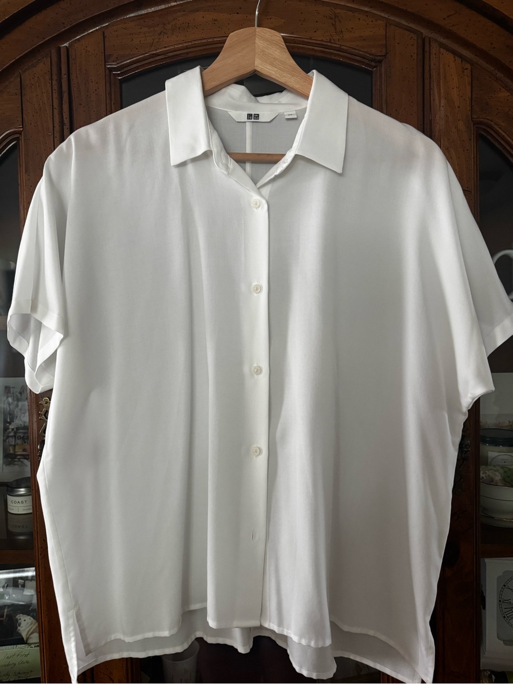 White Short-Sleeve Button-Up Shirt